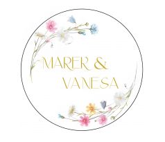 Svadobné nálepky s vlastným textom Jarná lúka